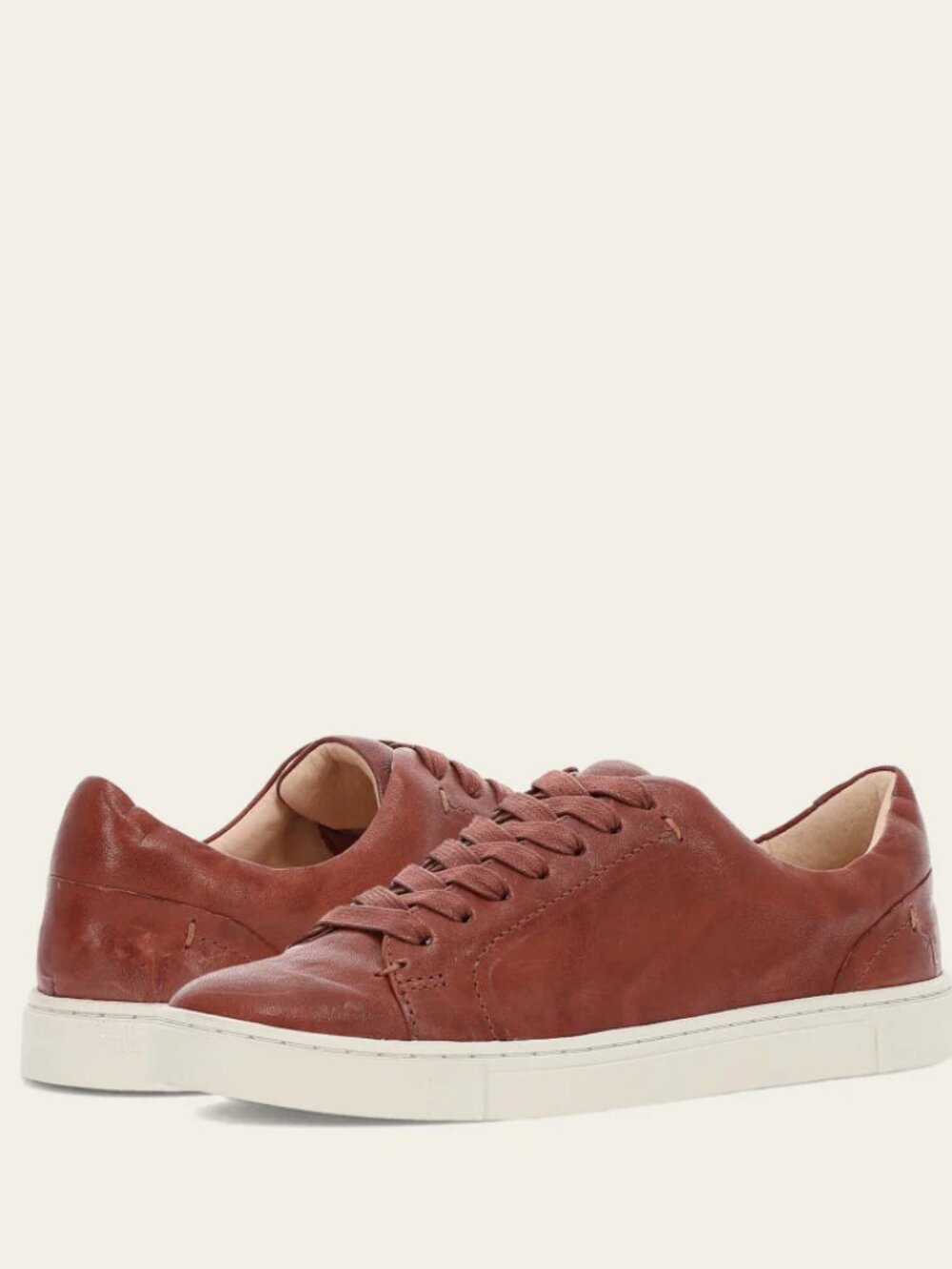 Frye Ivy Low Lace Leather Lace Up Sneaker in Cognac Brown
